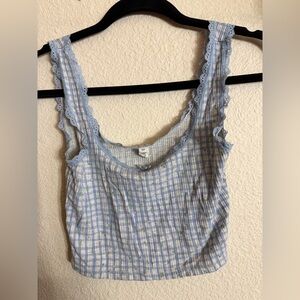 Cotton On Body Blue Plaid Lace Crop Top